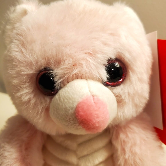 Pink and white plush valentine bear - Picture 8 of 12